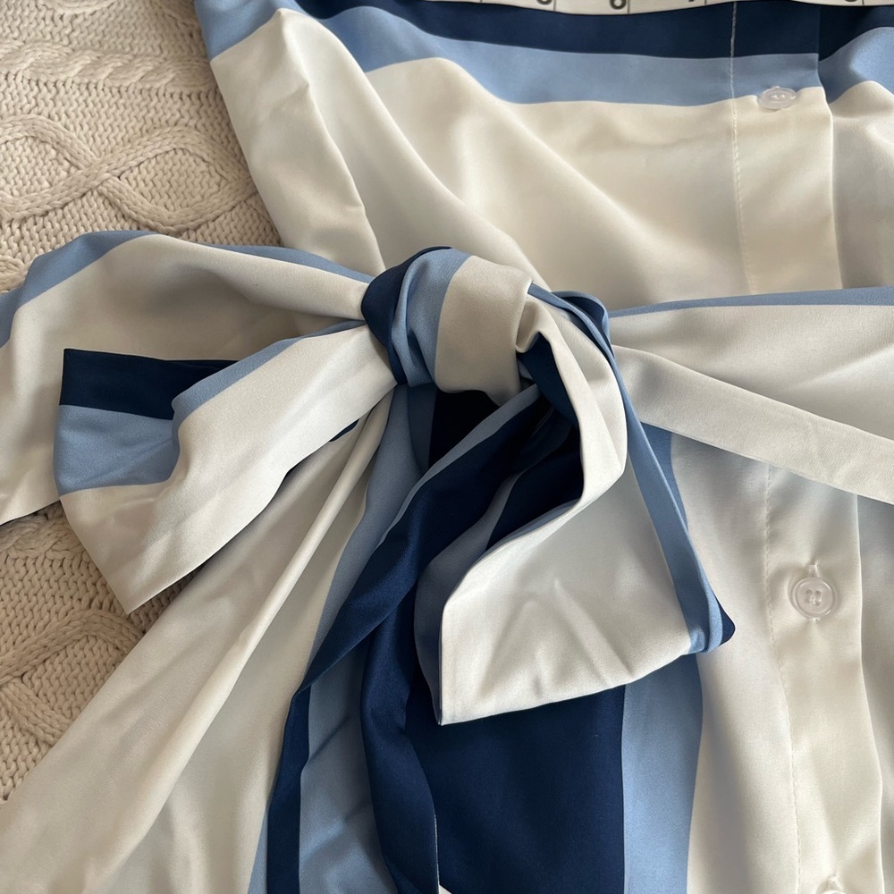 New! Stitchdrop Striped Blue and White Shirt Dress Women’s Size Small - Picture 13 of 16